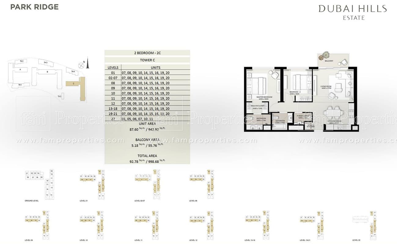 Park Ridge, 2-Bed Floor Plan, type: 2 Bedroom - 2C Tower C