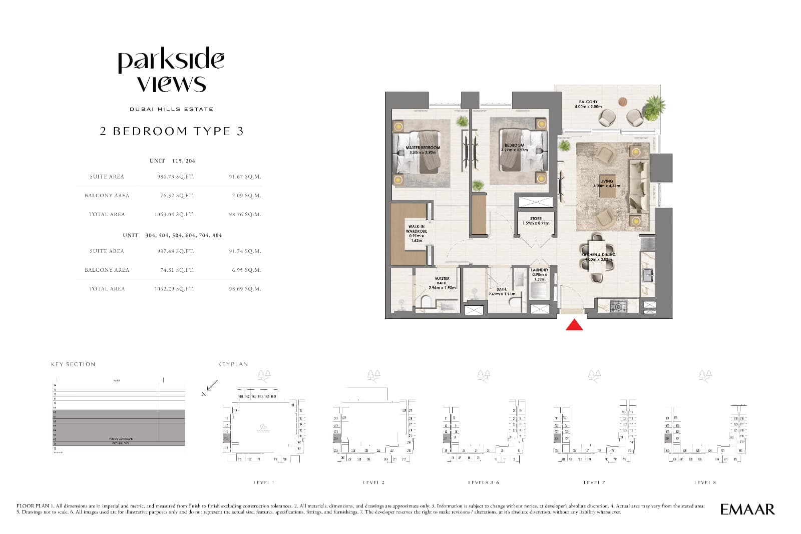 Parkside Views, 2-Bed Floor Plan, type: