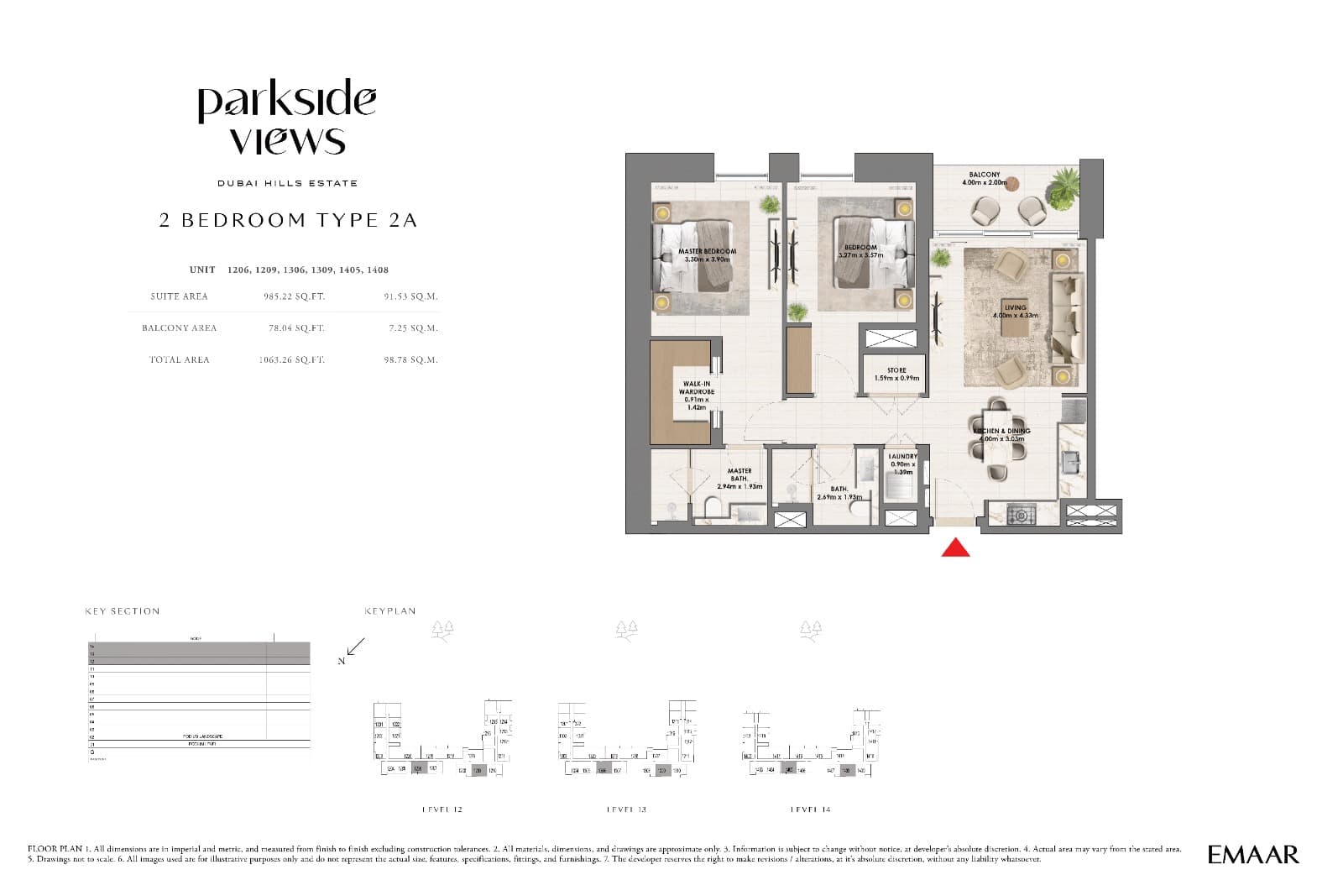 Parkside Views, 2-Bed Floor Plan, type: