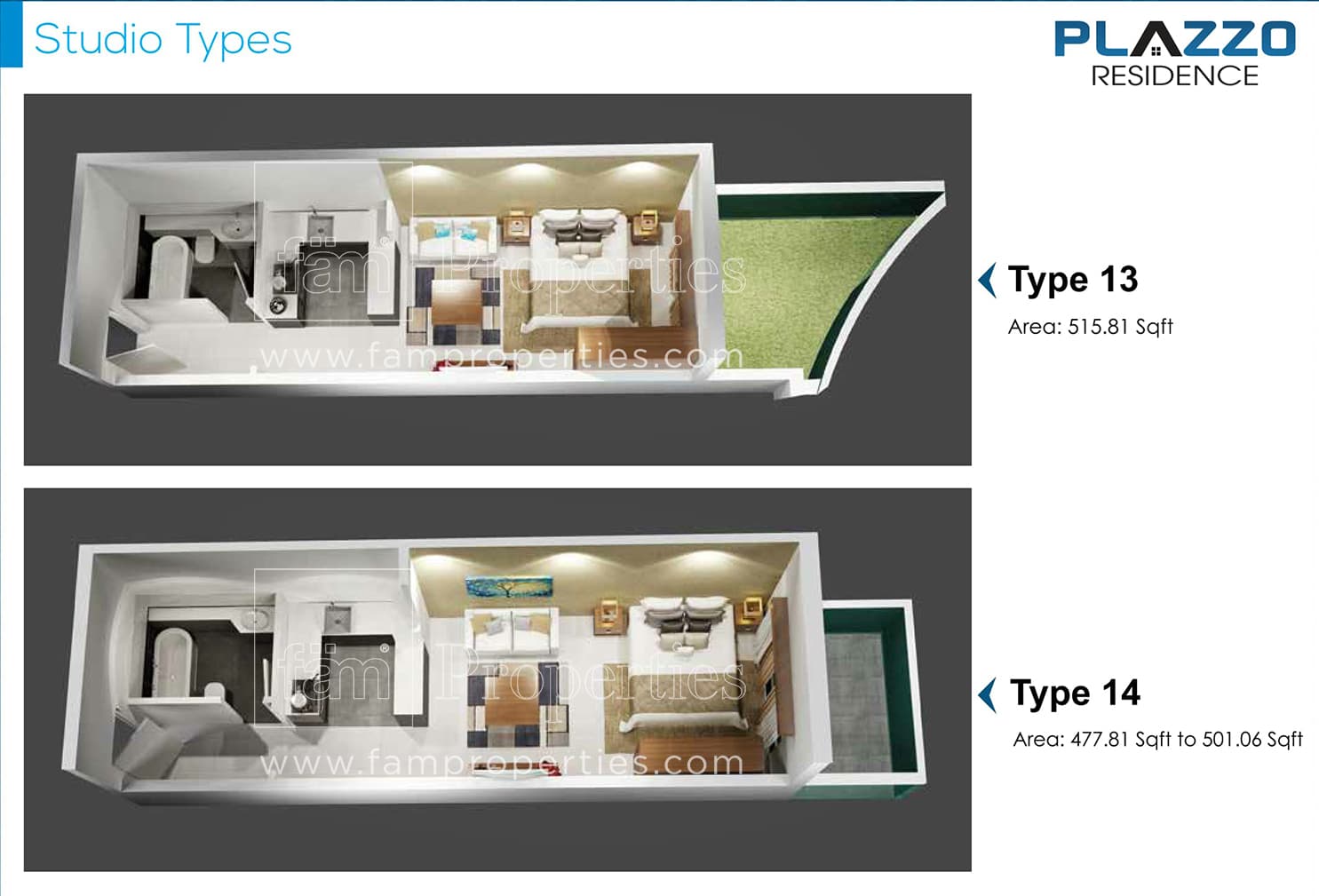 Plazzo Residence, 0-Bed Floor Plan, type: Studio