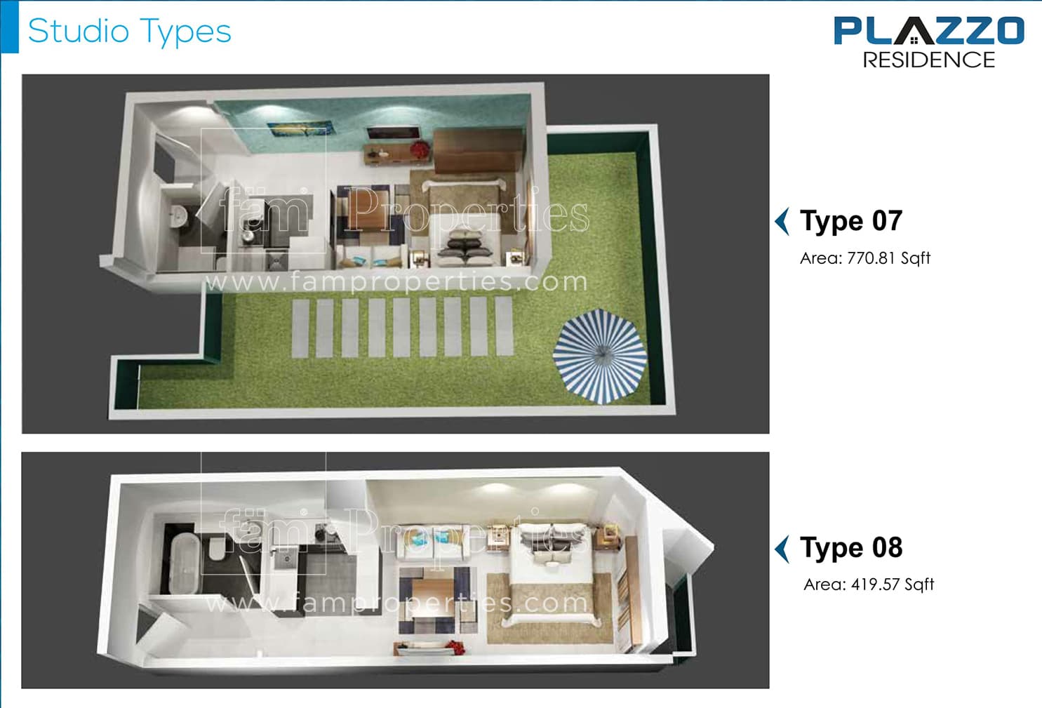 Plazzo Residence, 0-Bed Floor Plan, type: Studio