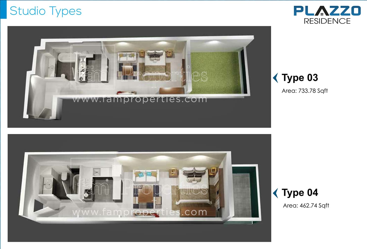 Plazzo Residence, 0-Bed Floor Plan, type: Studio