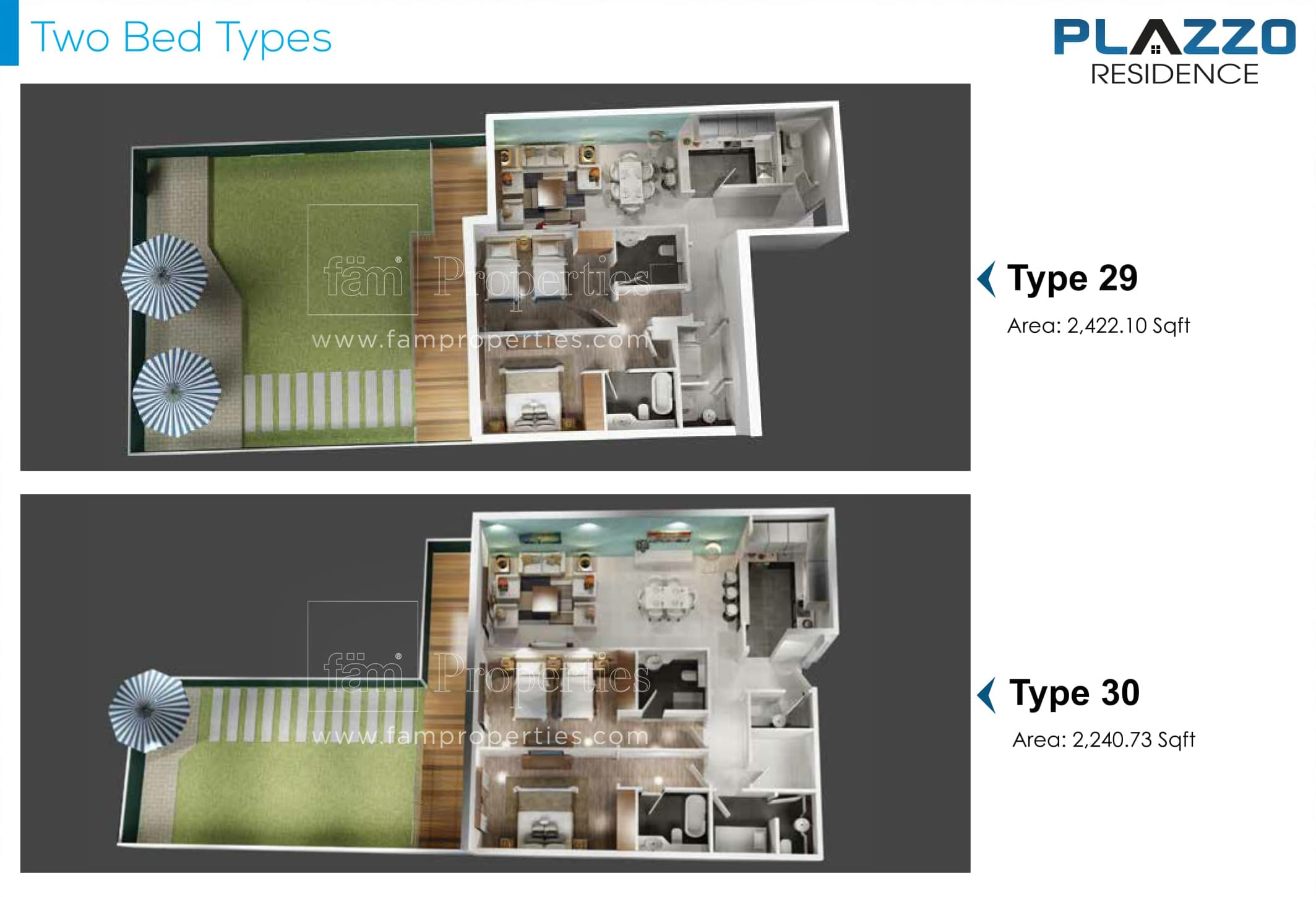 Plazzo Residence, 2-Bed Floor Plan, type: 2 Bedroom