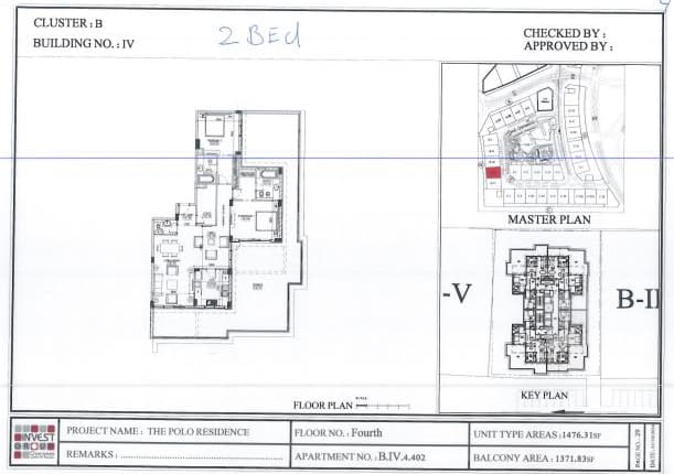 Polo Residence Building 1, 2-Bed Floor Plan, type: 2 Bedroom