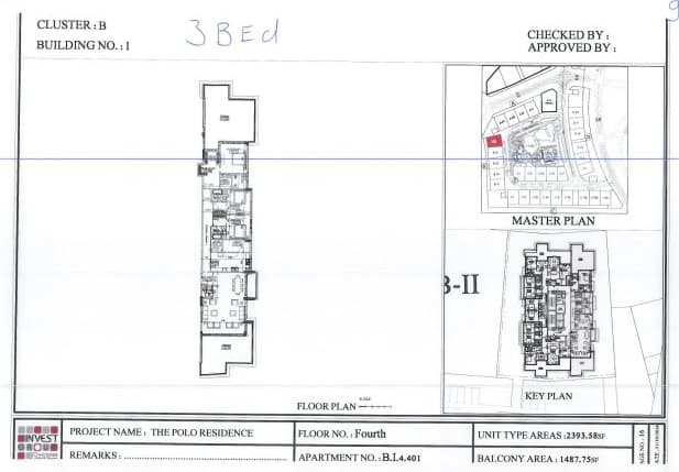 Polo Residence Building 1, 3-Bed Floor Plan, type: 3 Bedroom