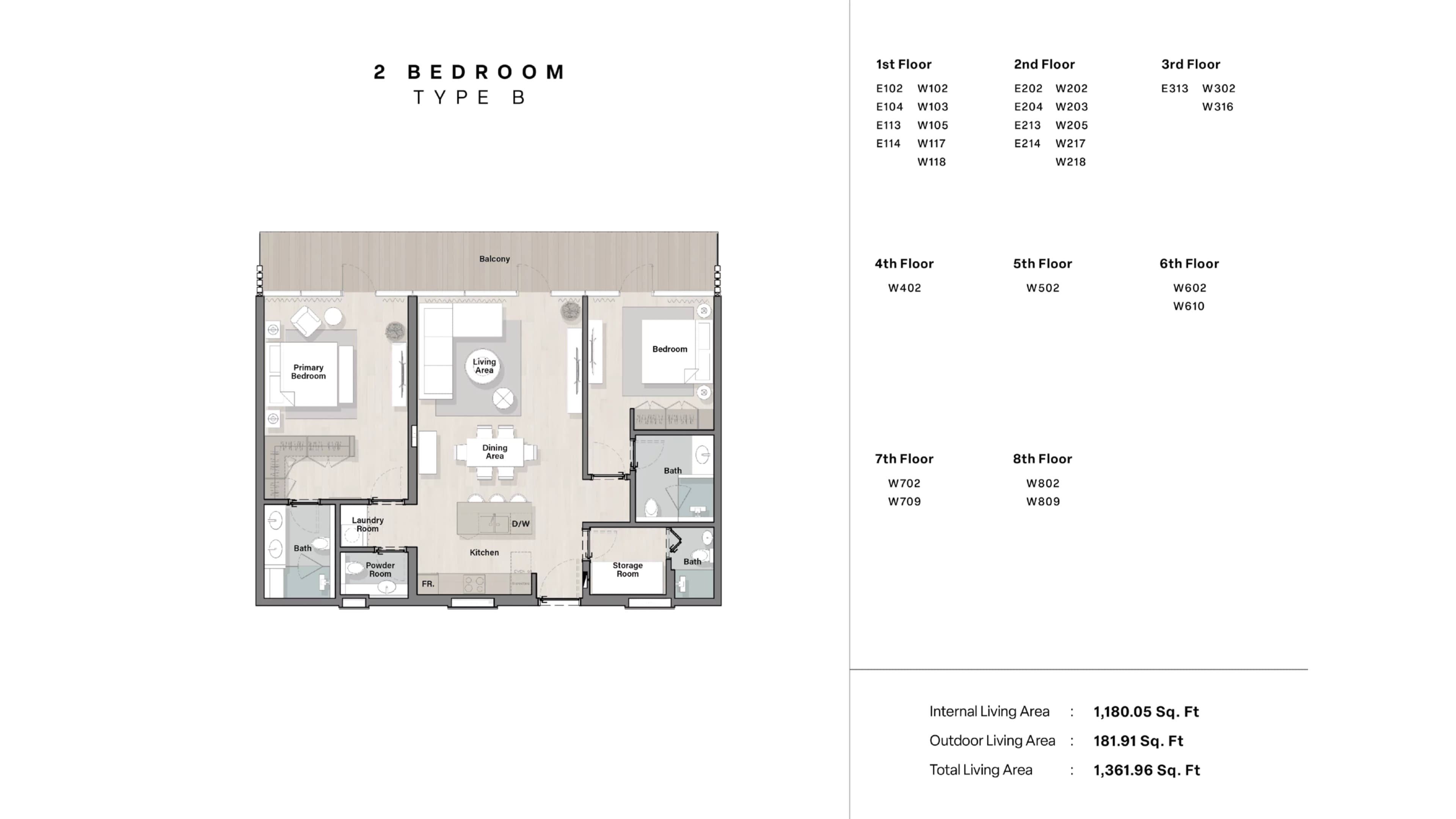 Porto Playa, 2-Bed Floor Plan, type: