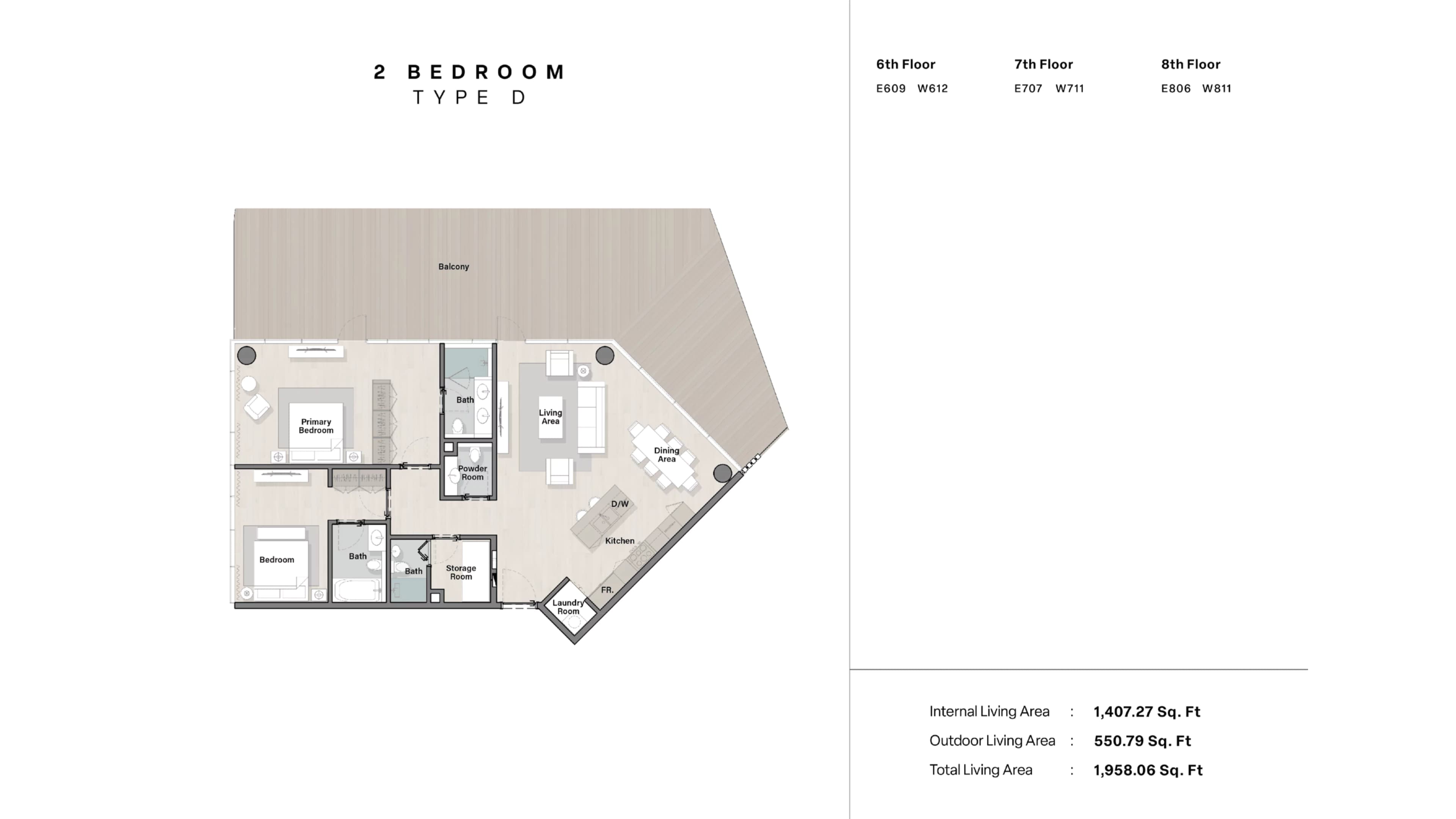 Porto Playa, 2-Bed Floor Plan, type: