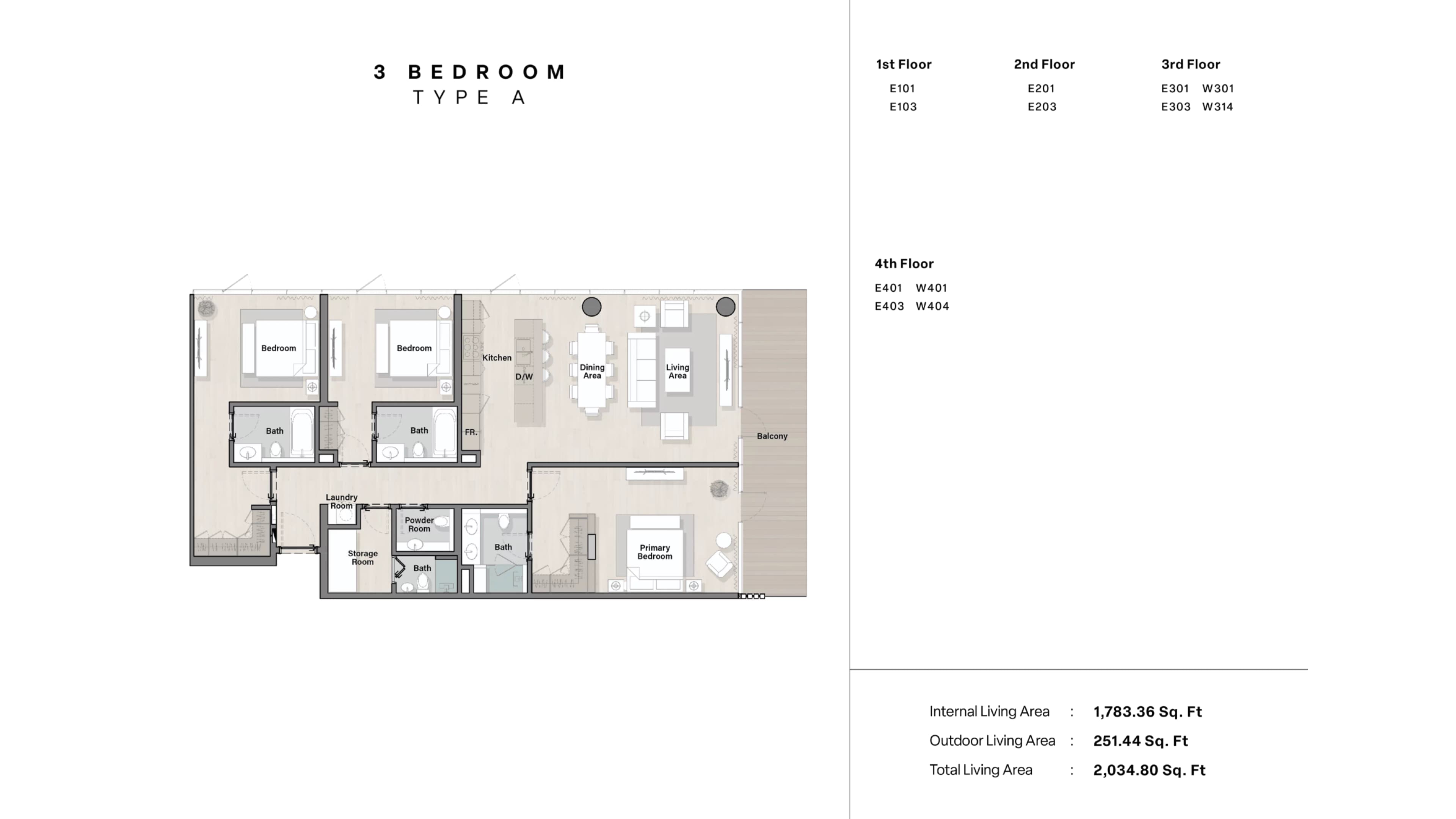 Porto Playa, 3-Bed Floor Plan, type: