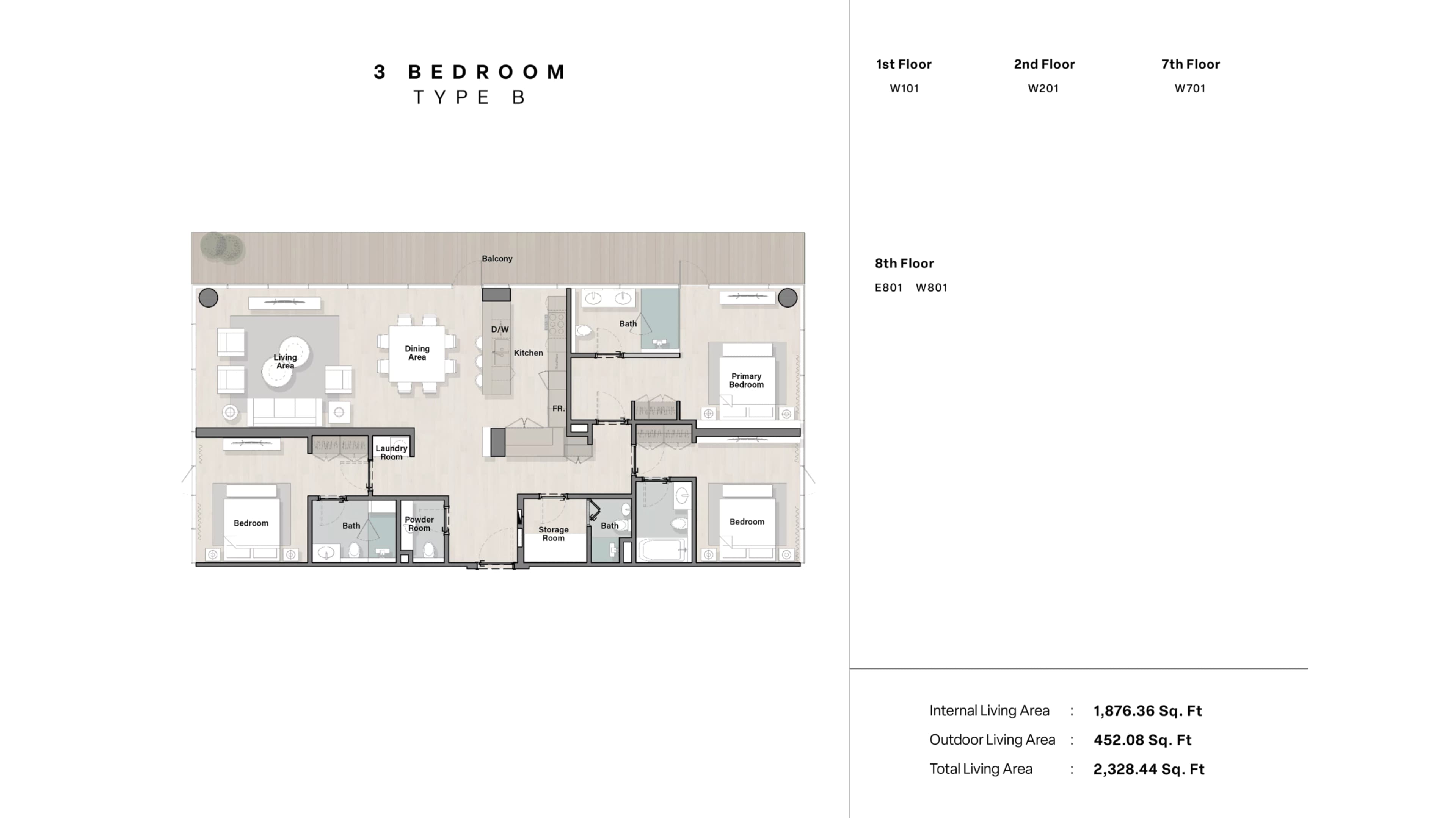 Porto Playa, 3-Bed Floor Plan, type: