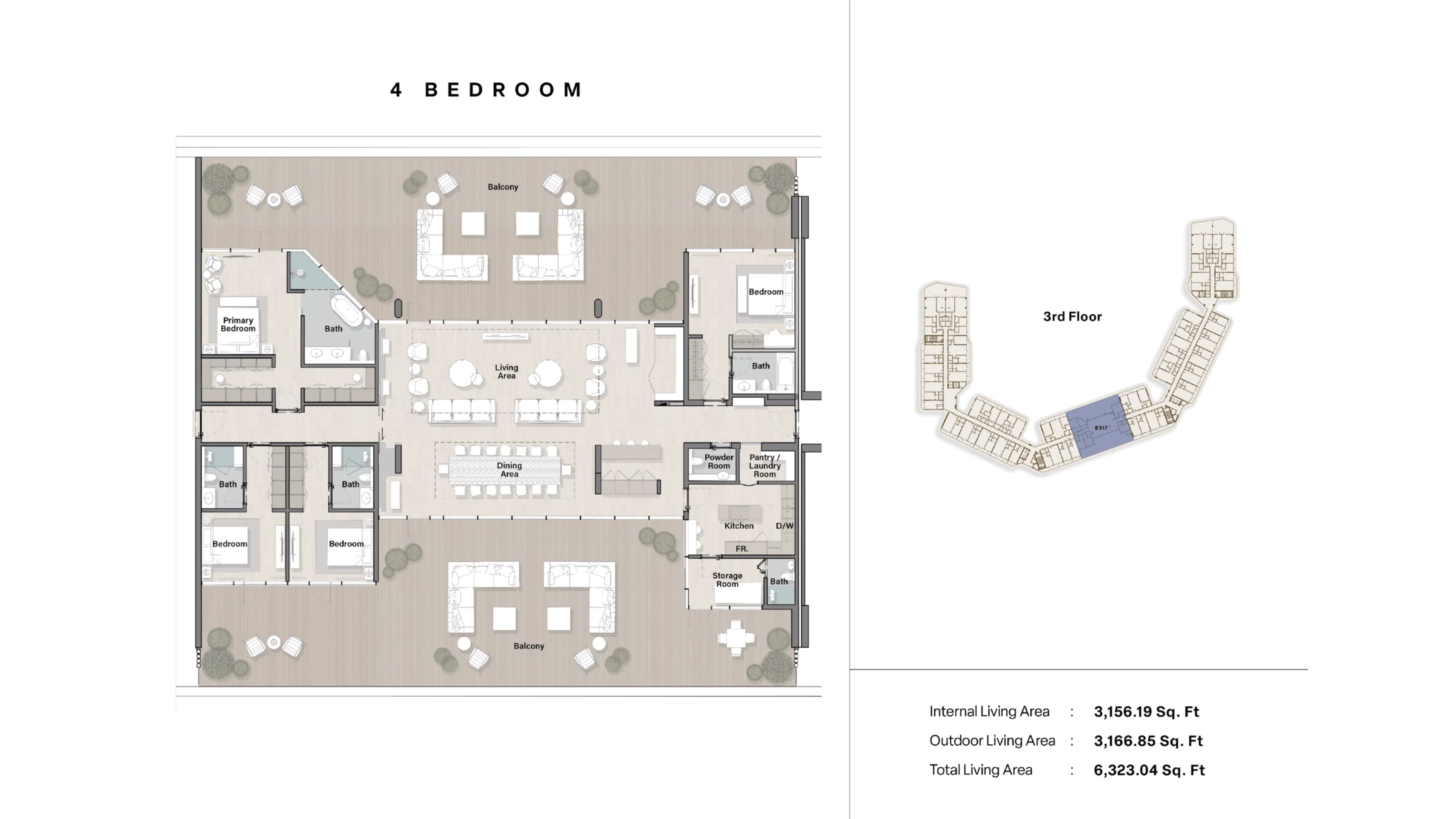 Porto Playa, 4-Bed Floor Plan, type: