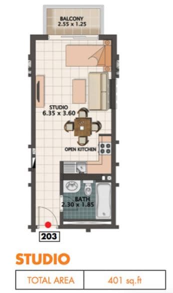 Mazaya 5, 0-Bed Floor Plan, type: R054 type 03