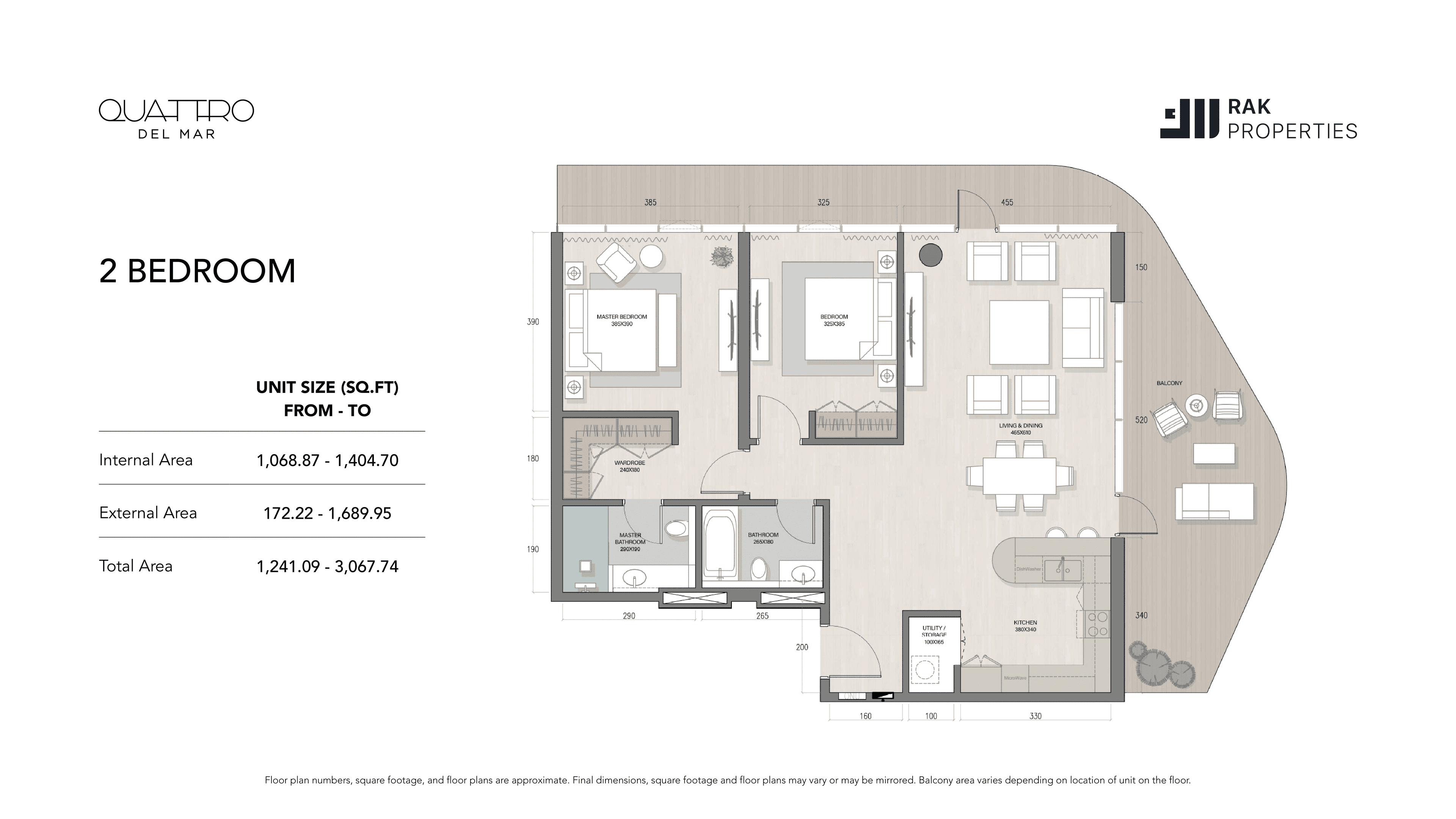 Quattro Del Mar, 2-Bed Floor Plan, type: