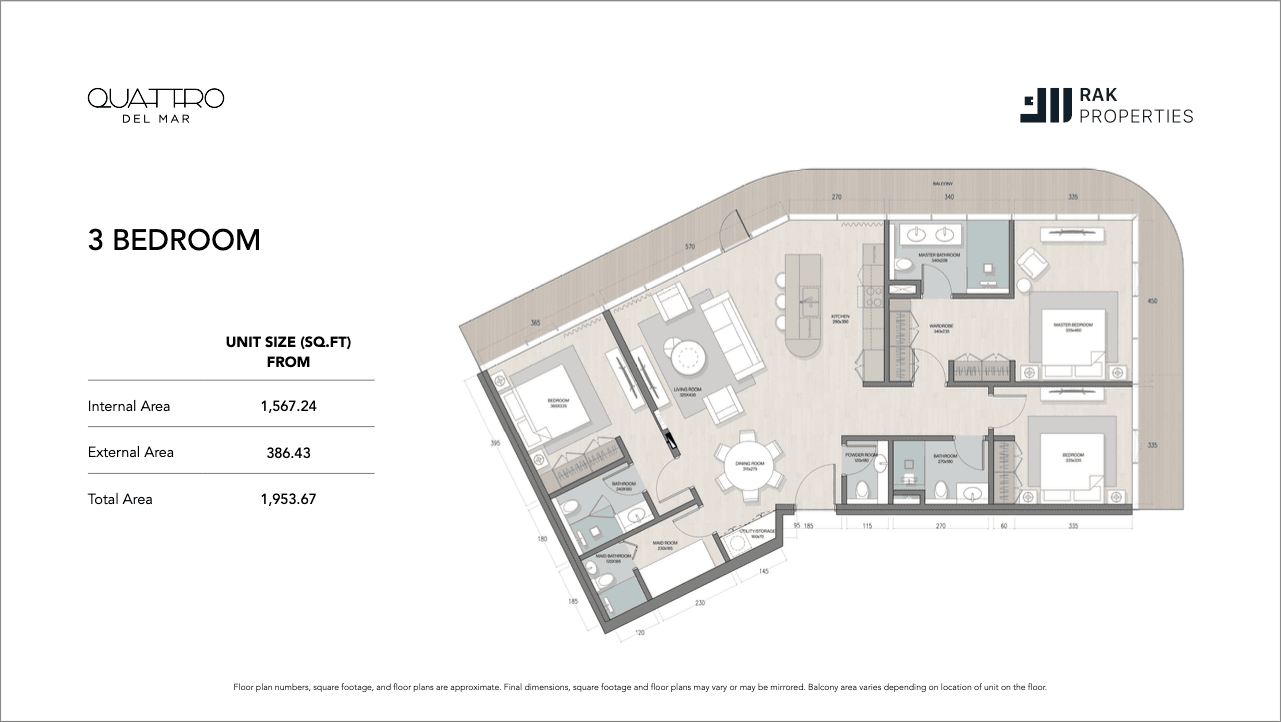 Quattro Del Mar, 3-Bed Floor Plan, type: