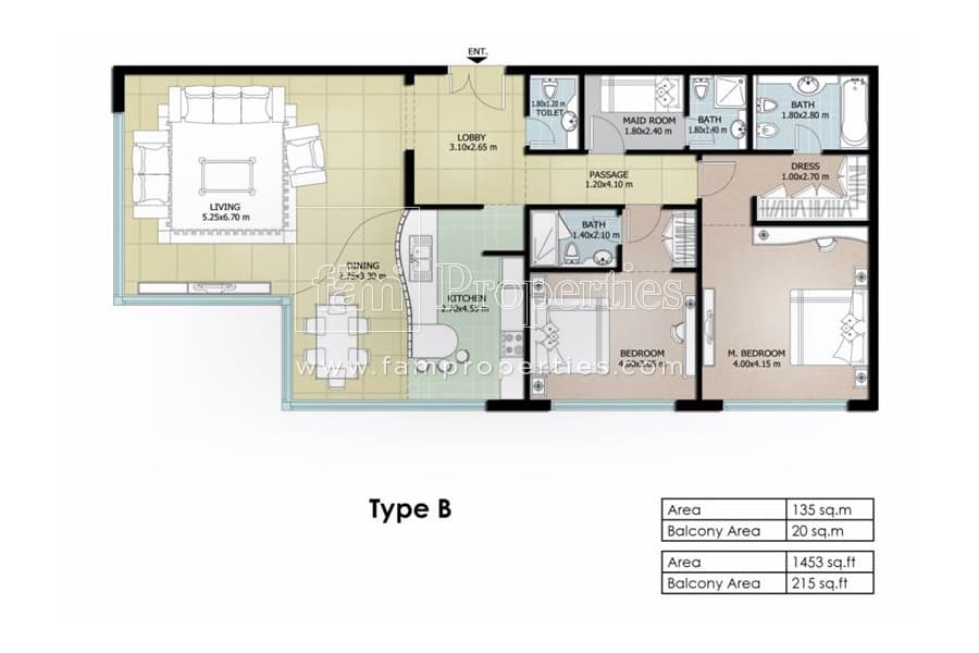 Queue Point, 2-Bed Floor Plan, type: 2 Bedroom
