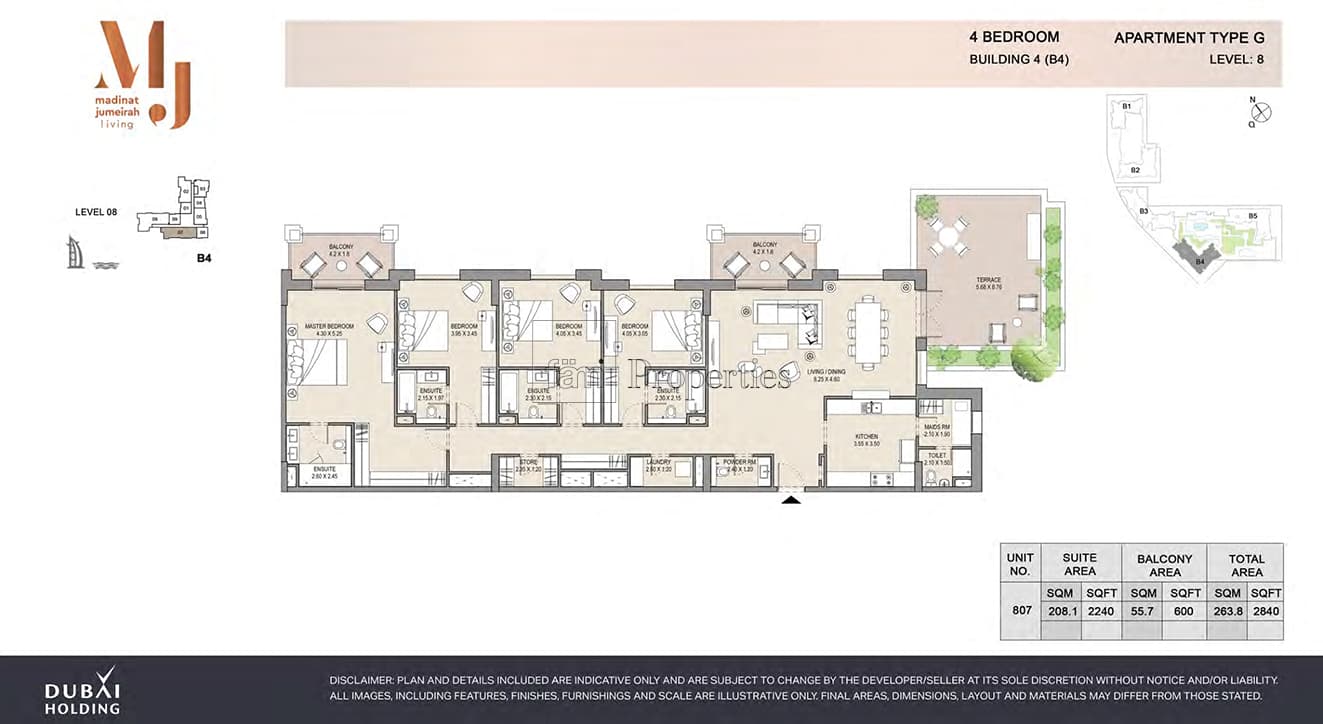 Madinat Jumeirah Living Rahaal 1, 4-Bed Floor Plan, type: 4 Bedroom