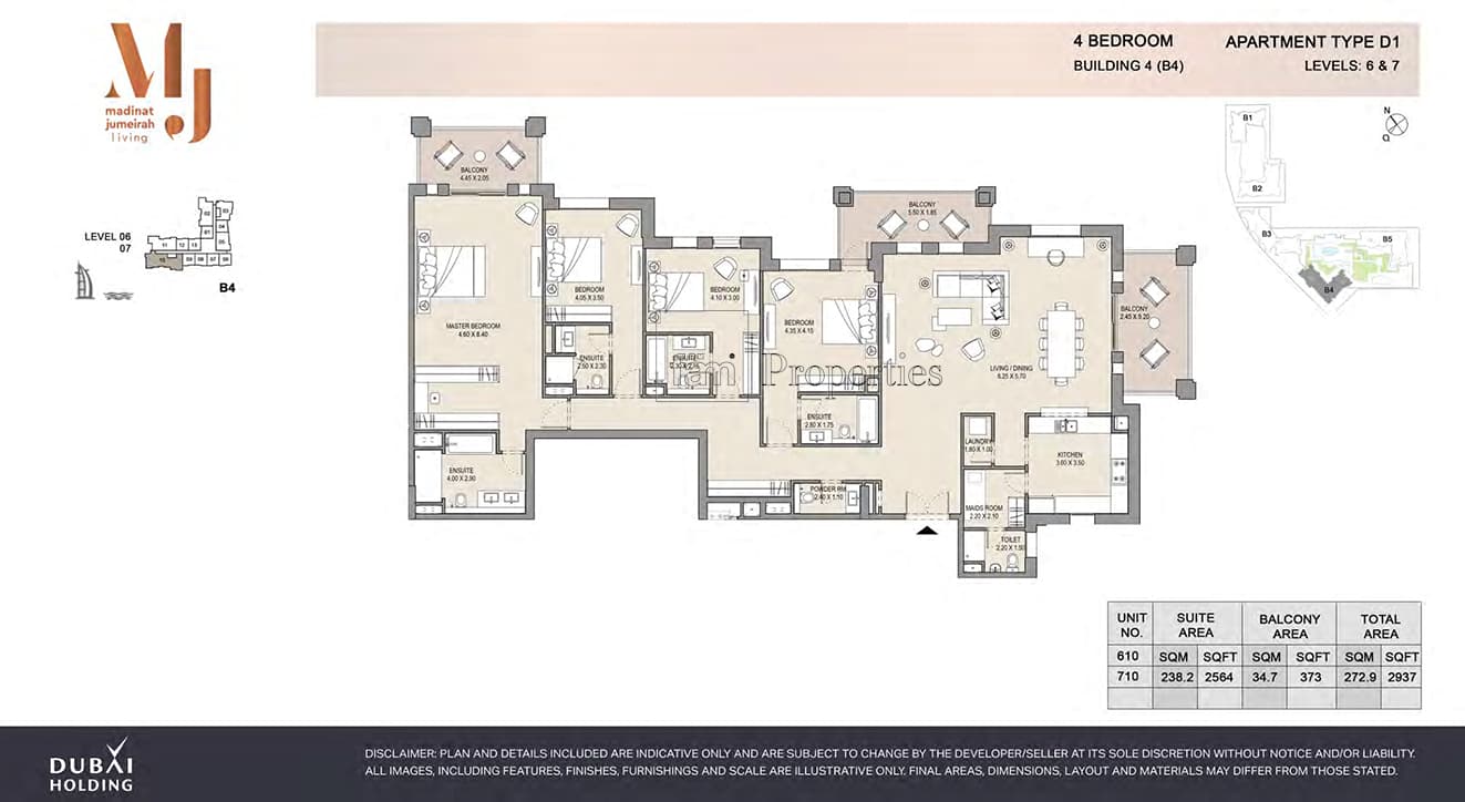 Madinat Jumeirah Living Rahaal 1, 4-Bed Floor Plan, type: 4 Bedroom