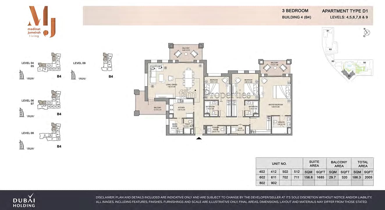 Madinat Jumeirah Living Rahaal 1, 3-Bed Floor Plan, type: 3 Bedroom