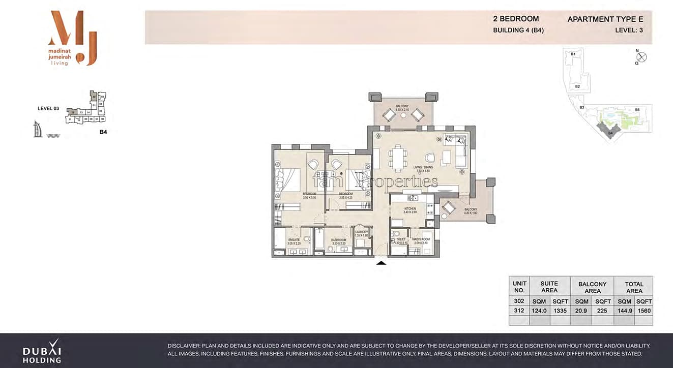 Madinat Jumeirah Living Rahaal 1, 2-Bed Floor Plan, type: 2 Bedroom