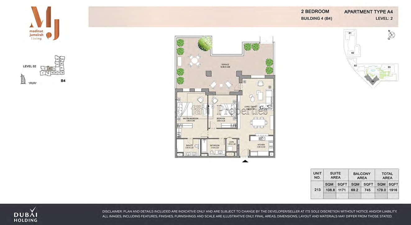 Madinat Jumeirah Living Rahaal 1, 2-Bed Floor Plan, type: 2 Bedroom