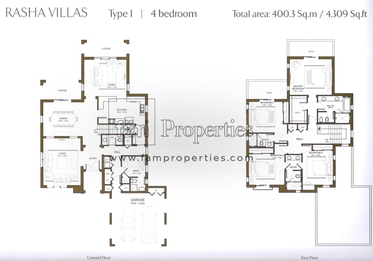 Rasha, 4-Bed Floor Plan, type: 4 Bedroom Type 1 with Maid's Room