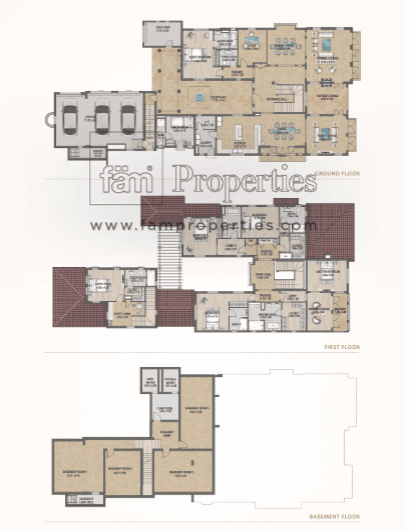 Redwood Avenue, 6-Bed Floor Plan, type: Basement, Gorund floor, 1st floor