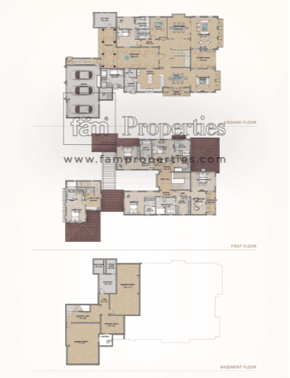 Redwood Avenue, 6-Bed Floor Plan, type: Basement, Gorund floor, 1st floor