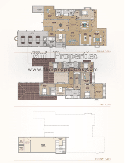 Redwood Avenue, 6-Bed Floor Plan, type: Basement, Gorund floor, 1st floor