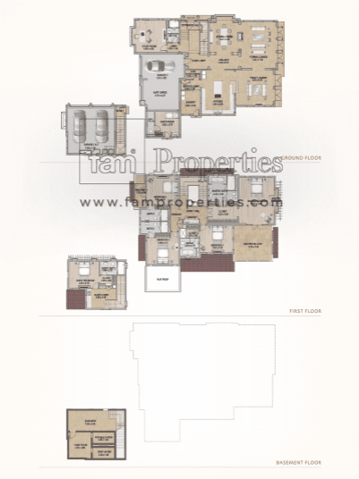 Redwood Avenue, 6-Bed Floor Plan, type: Basement, Gorund floor, 1st floor