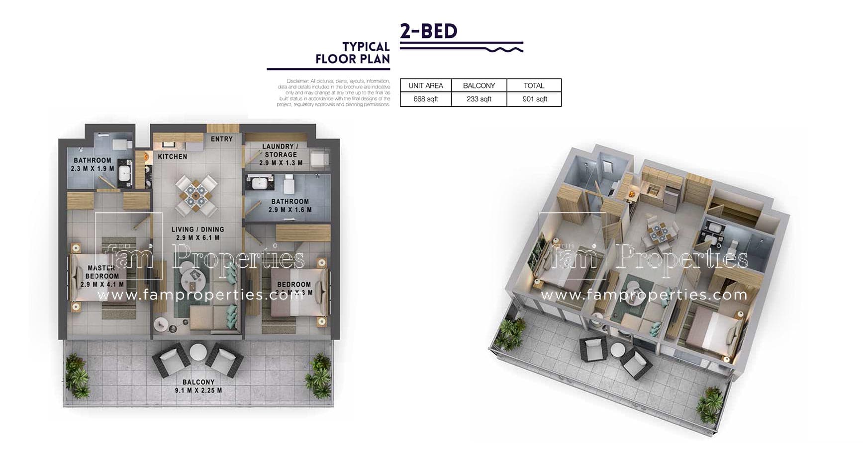 Reva Residences, 2-Bed Floor Plan, type: 2 Bedroom