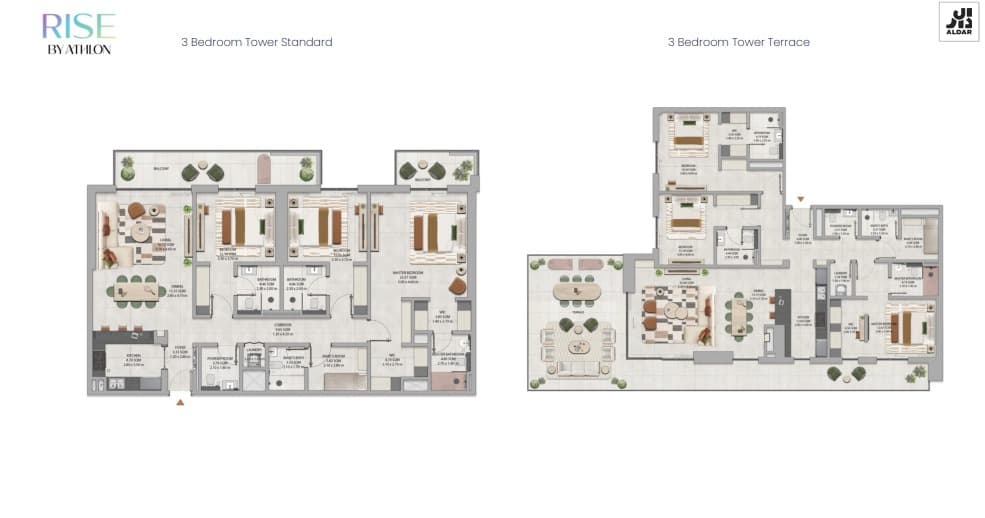 Rise by Athlon 1, 3-Bed Floor Plan, type: 3-BR - Standard & w/ Terrace