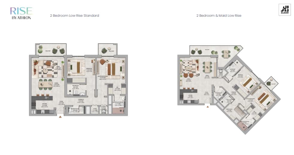 Rise by Athlon 1, 2-Bed Floor Plan, type: 2-BR - Standard & w/ Maid