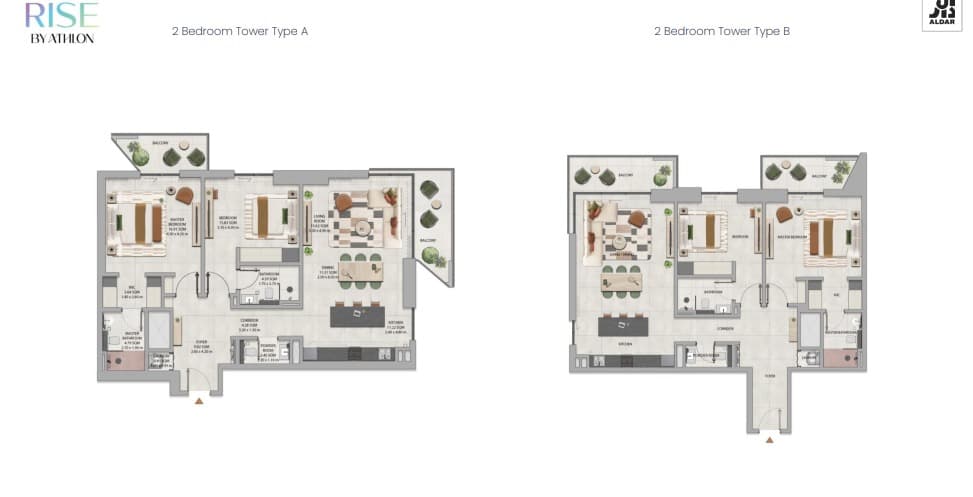 Rise by Athlon 1, 2-Bed Floor Plan, type: 2-BR - Type A&B