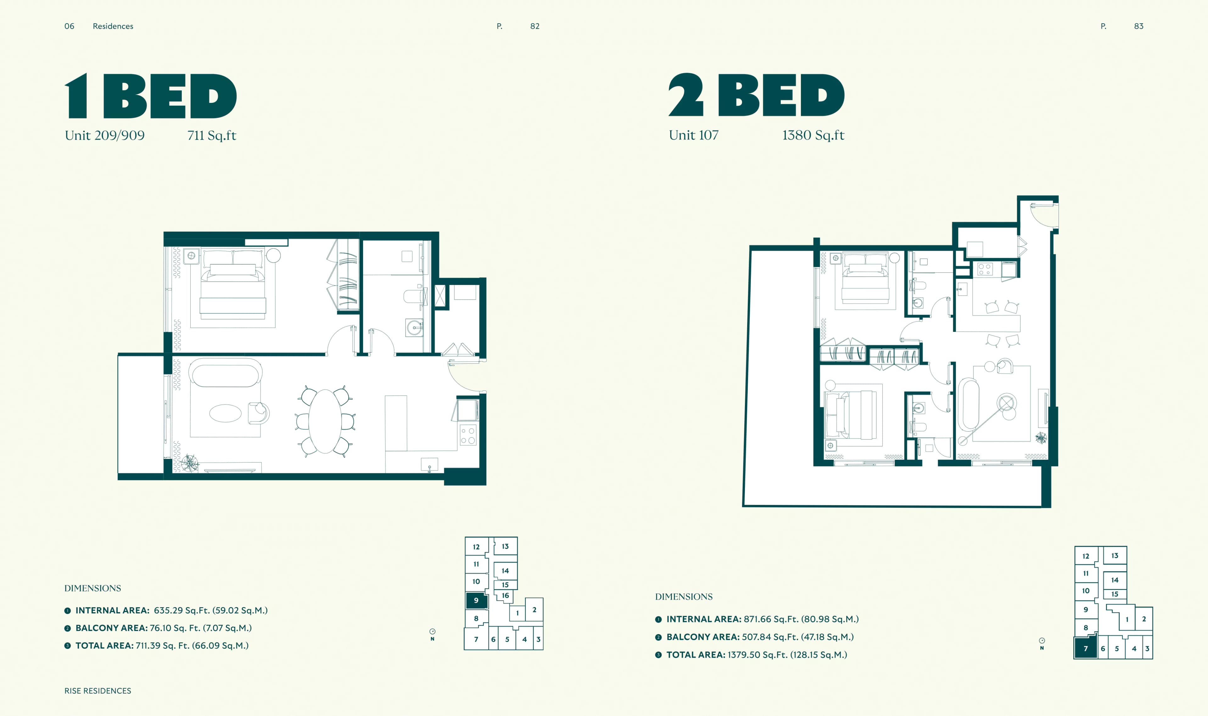 Rise Residences, 2-Bed Floor Plan, type:
