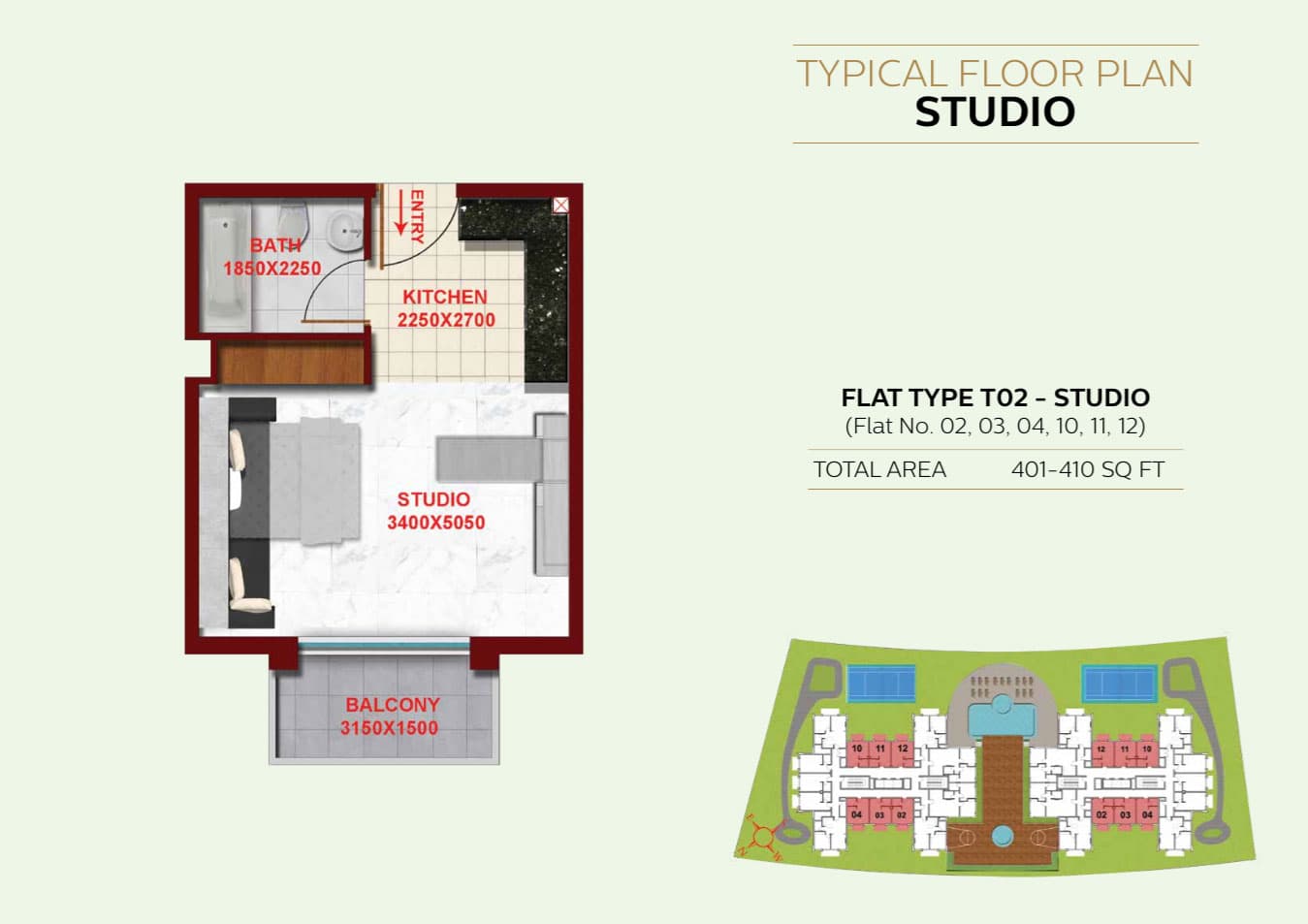 Ritz Residence, 0-Bed Floor Plan, type: Type T02