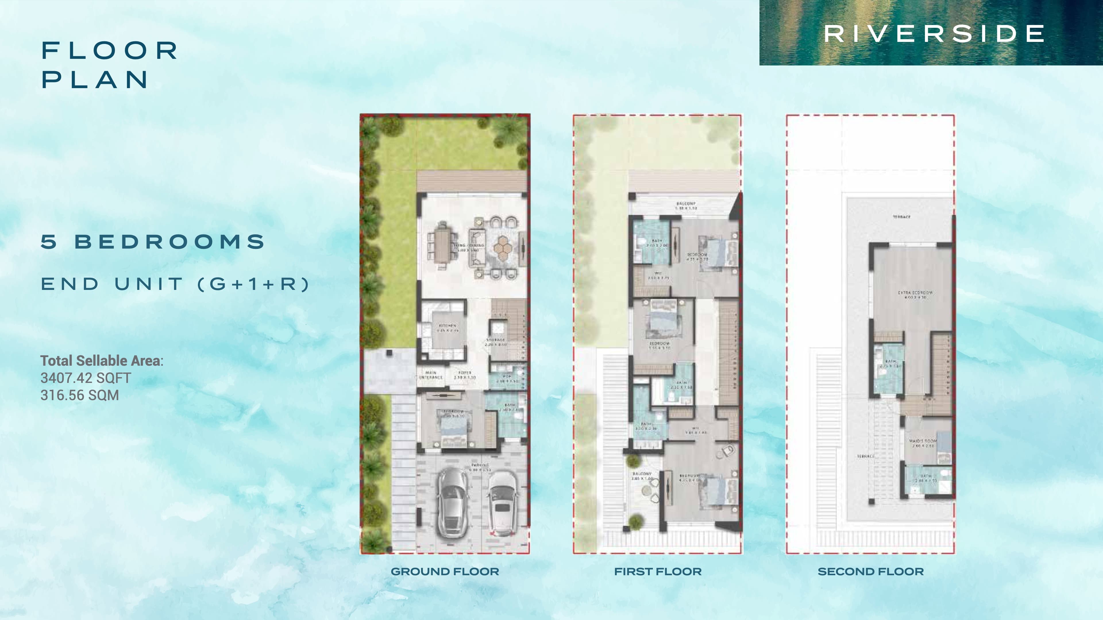 Riverside, 5-Bed Floor Plan, type: 5BR - G1R - End Unit