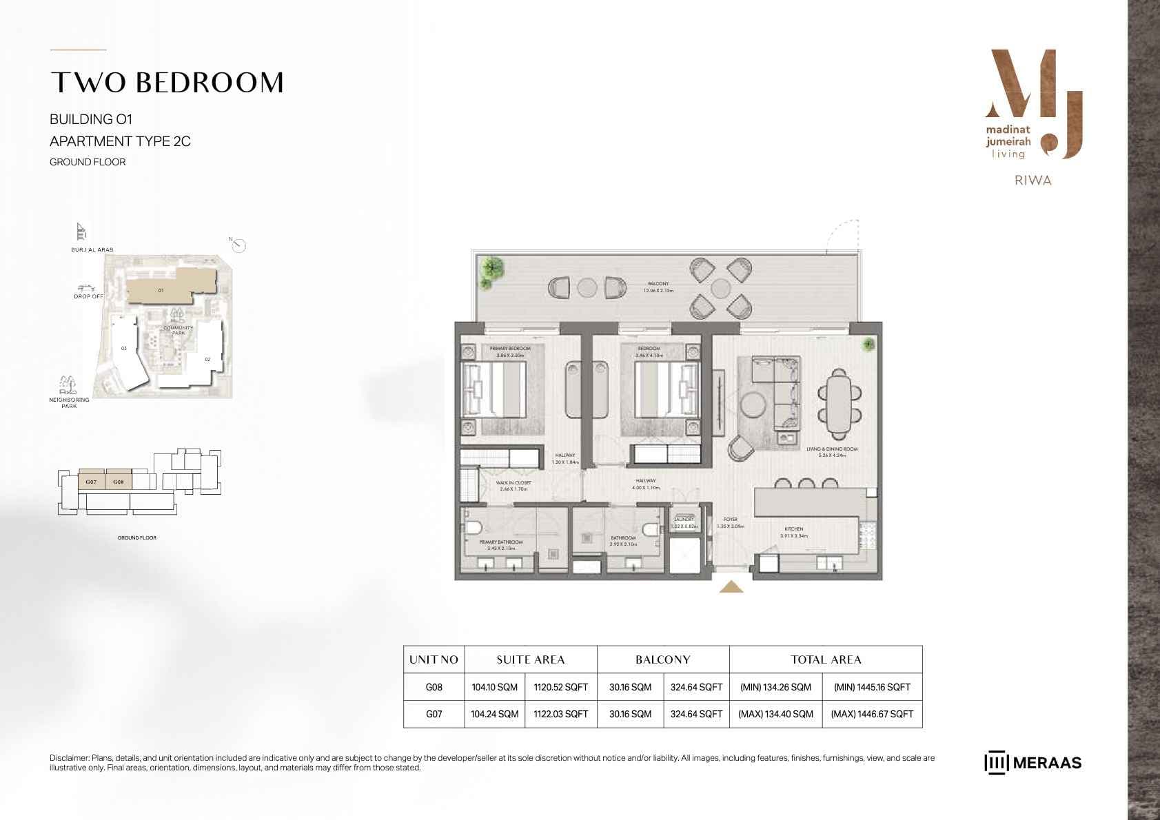 Riwa, 2-Bed Floor Plan, type: 2BR - TYPE 2C
