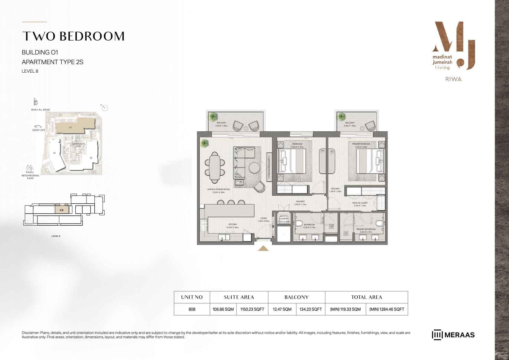 Riwa, 2-Bed Floor Plan, type: 2BR - TYPE 2S