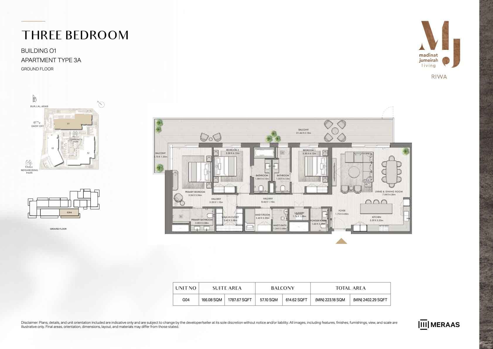 Riwa, 3-Bed Floor Plan, type: 3BR - TYPE 3A