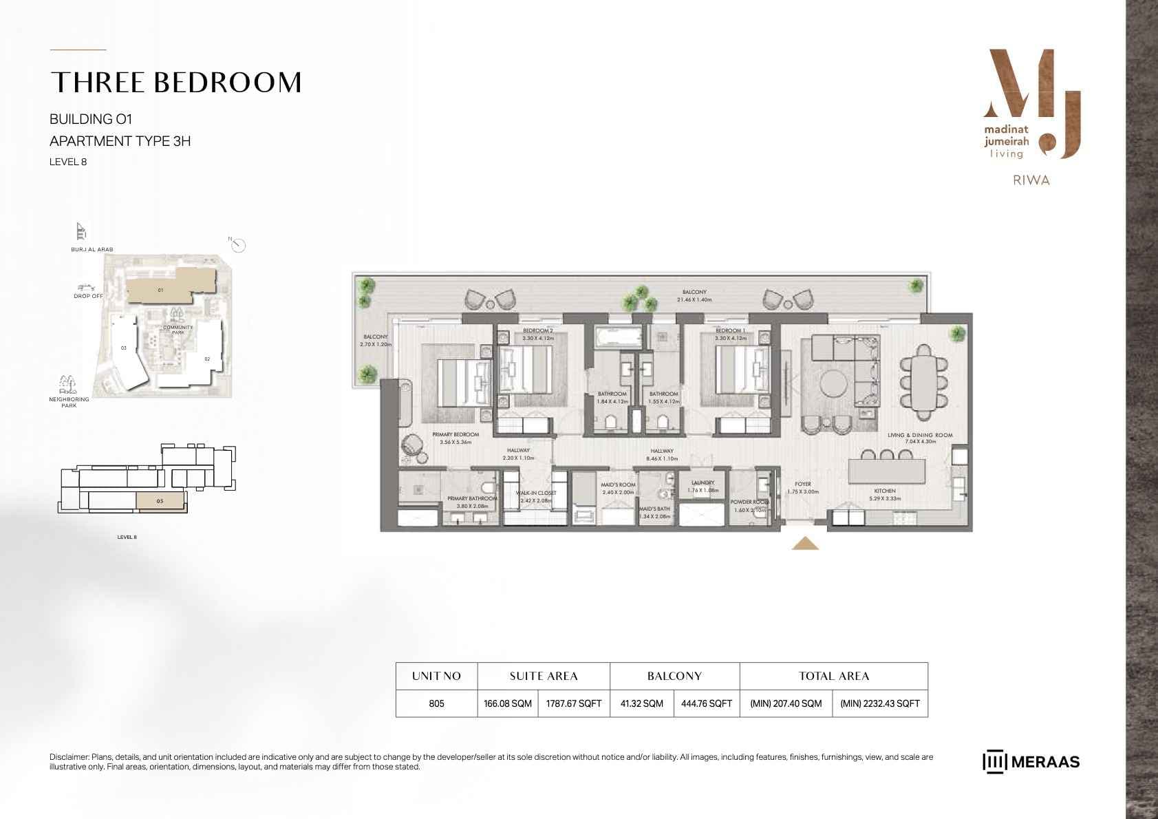 Riwa, 3-Bed Floor Plan, type: 3BR - TYPE 3H