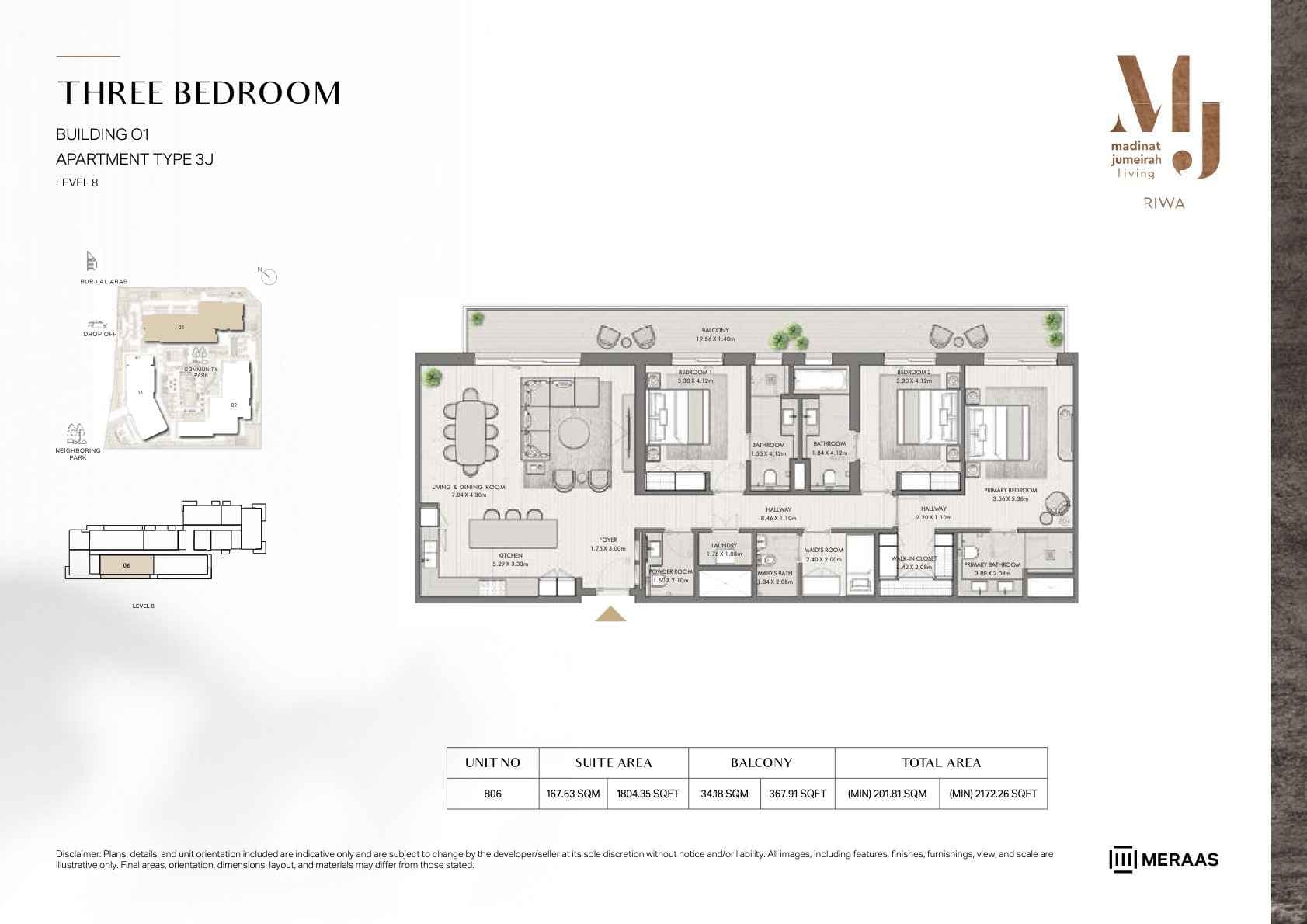 Riwa, 3-Bed Floor Plan, type: 3BR - TYPE 3J