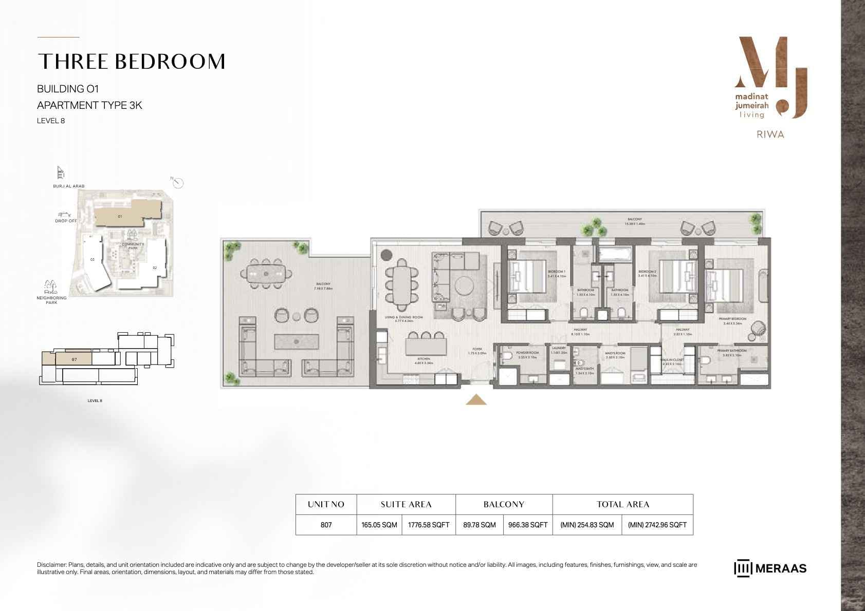 Riwa, 3-Bed Floor Plan, type: 3BR - TYPE 3K