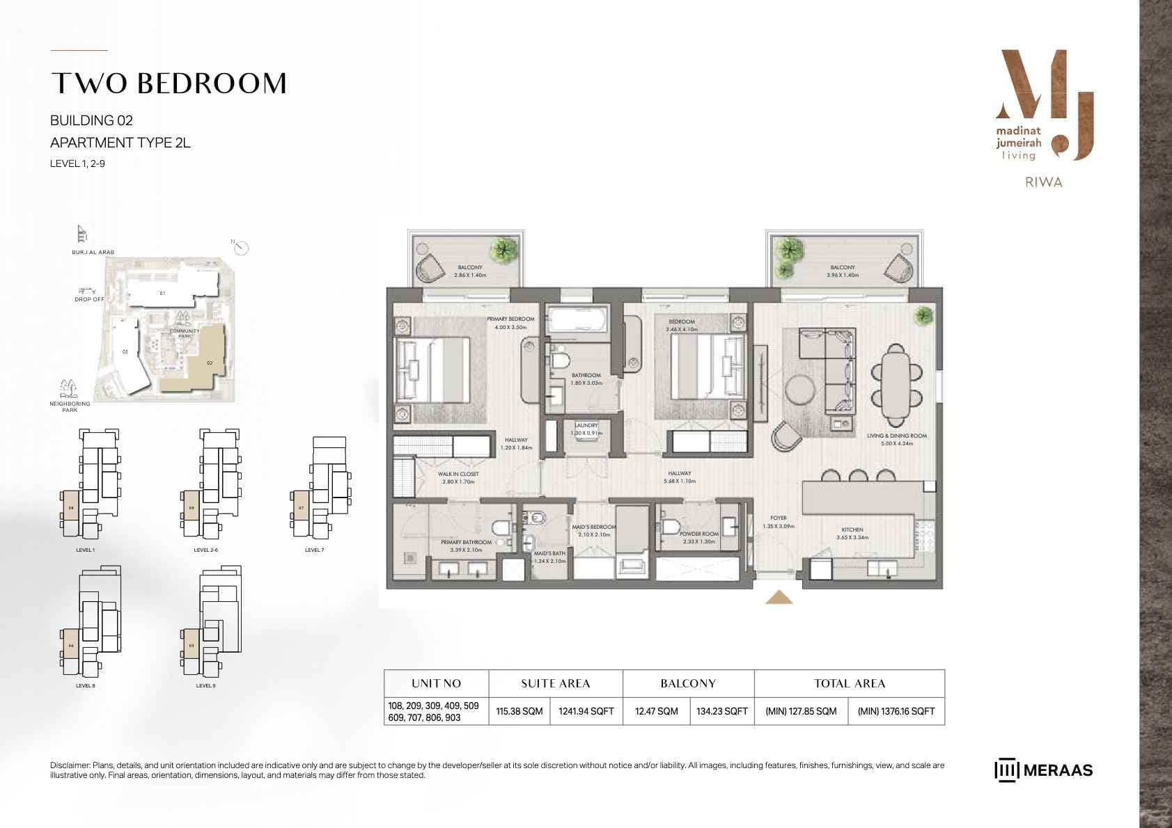 Riwa, 2-Bed Floor Plan, type: 2BR - TYPE 2L