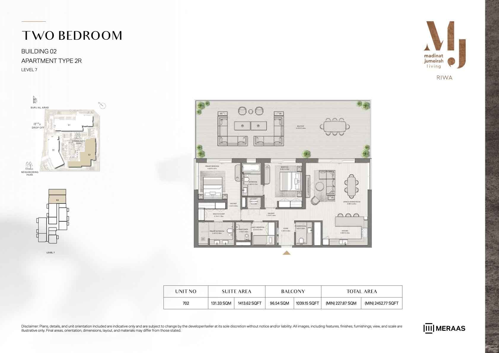Riwa, 2-Bed Floor Plan, type: 2BR - TYPE 2R