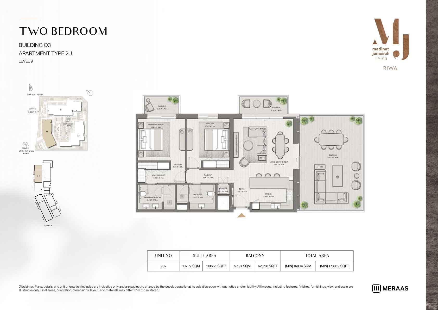 Riwa, 2-Bed Floor Plan, type: 2BR - TYPE 2U