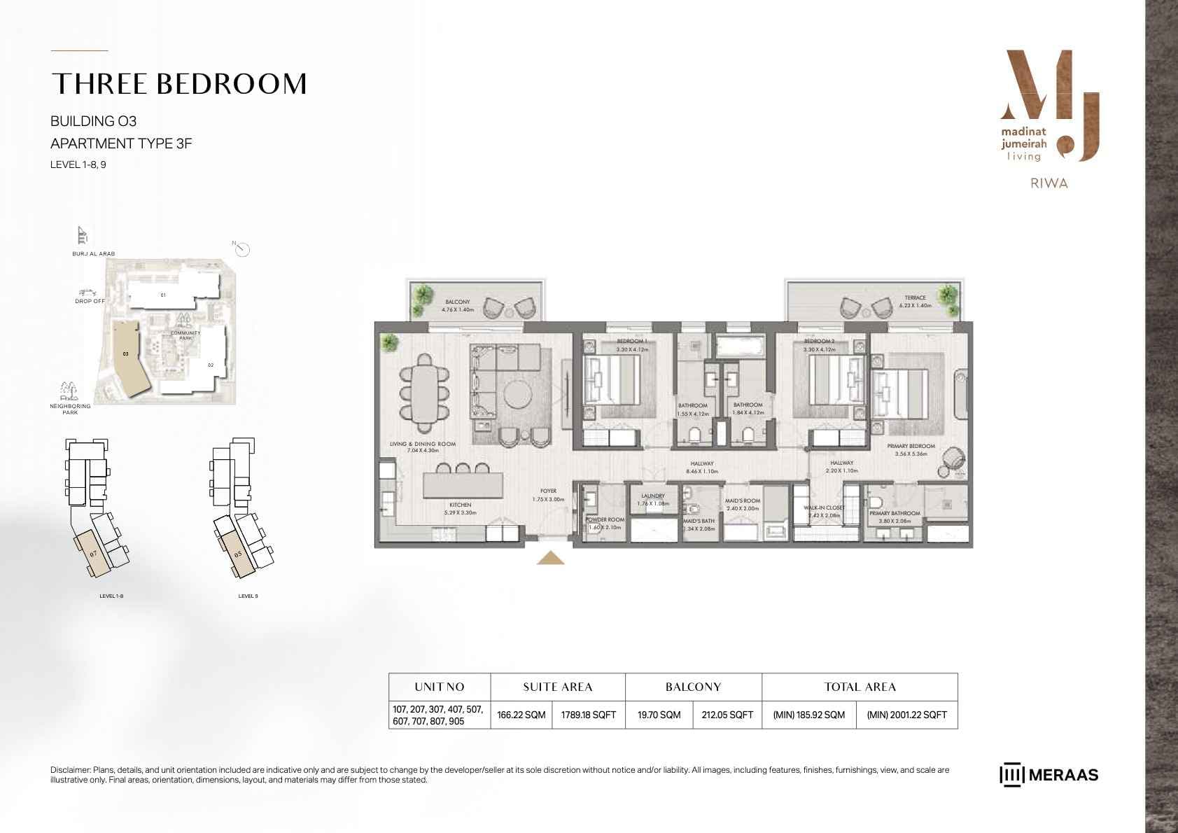 Riwa, 3-Bed Floor Plan, type: 3BR - TYPE 3F