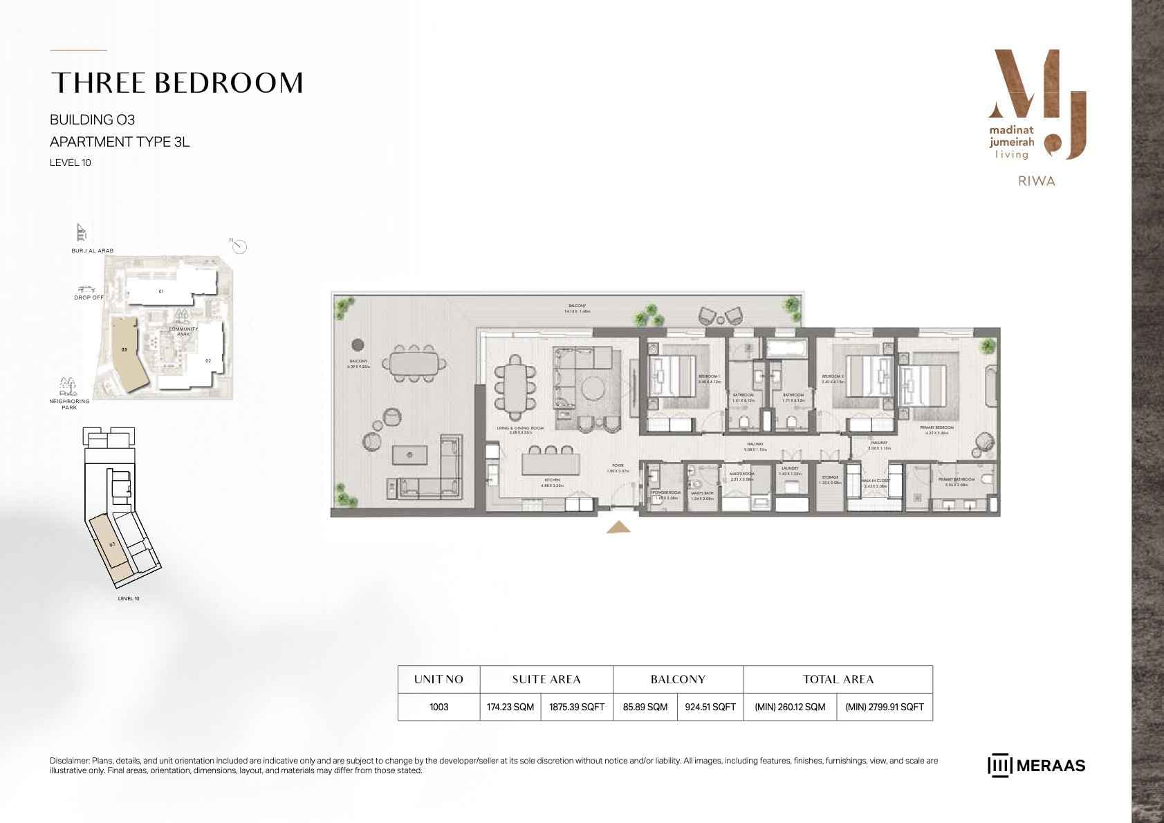 Riwa, 3-Bed Floor Plan, type: 3BR - TYPE 3L