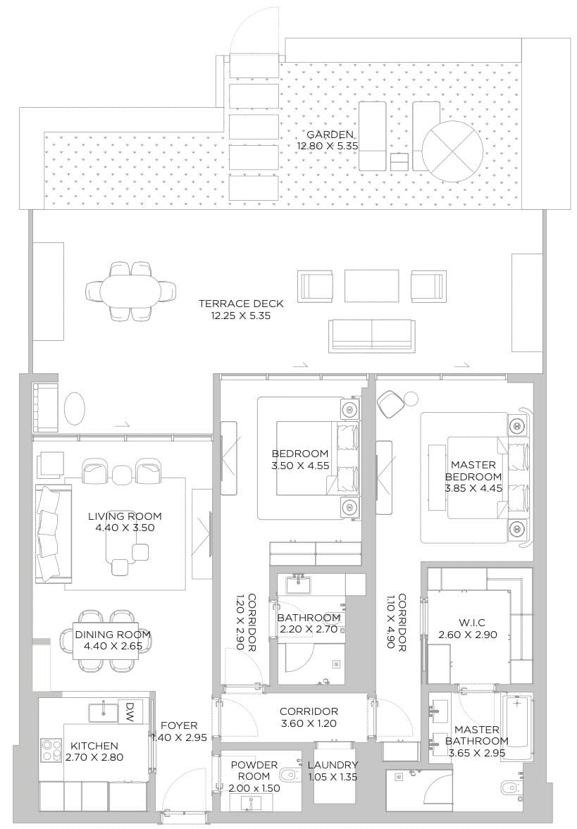 Rixos Dubai Islands Residences, 2-Bed Floor Plan, type: