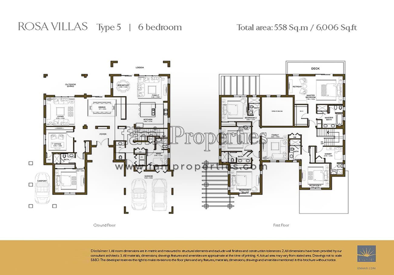 Rosa, 6-Bed Floor Plan, type: 6 Bedroom Type 5 with Maid's and Study Room