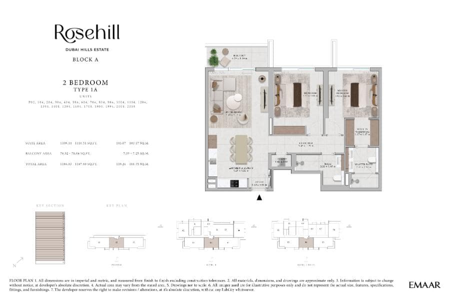 Rosehill Block A, 2-Bed Floor Plan, type: 2 Bed