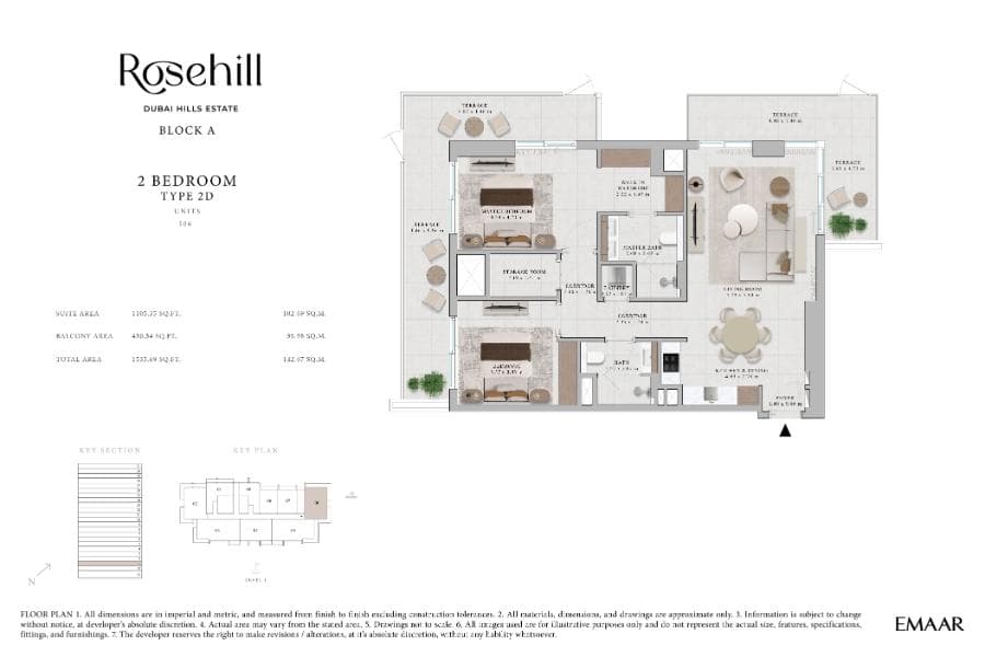 Rosehill Block A, 2-Bed Floor Plan, type: 2 Bed